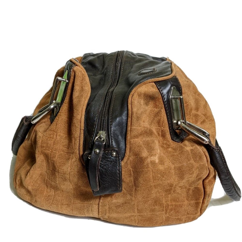 Innue Brown Suede Leather Carryall Hobo Oversized Bag Large Purse Lizard Print - Picture 6 of 11